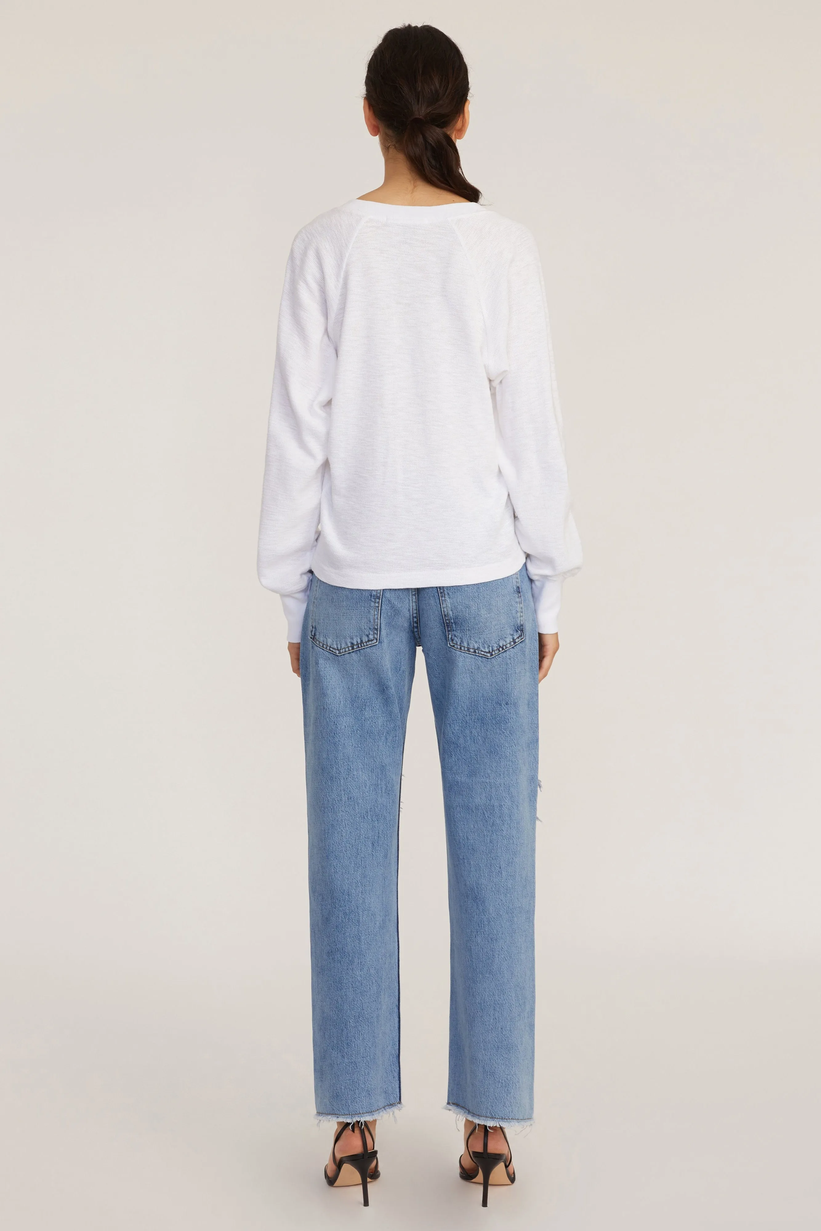 So Uptight Waffle Knit Henley in White sold by Marissa Webb product image thumbnail 4