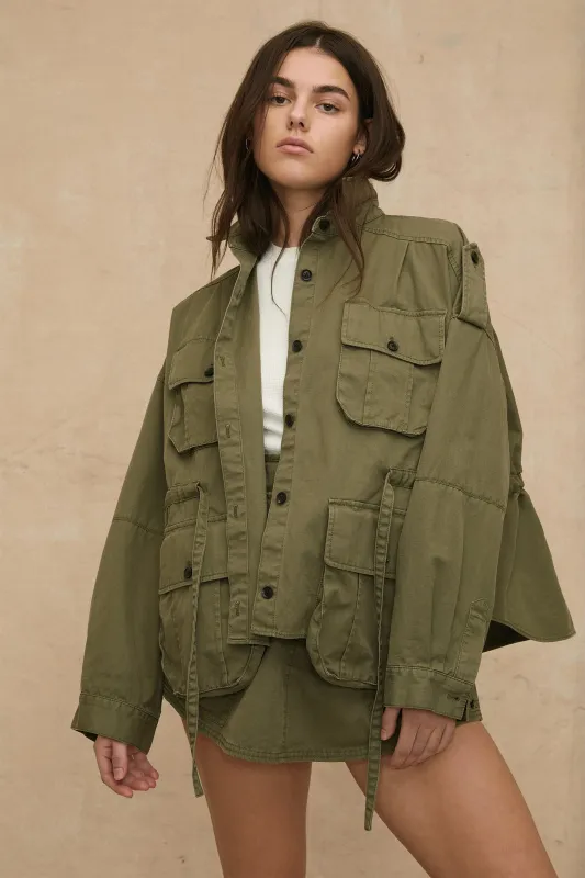 Dante Washed Canvas Cropped Utility Jacket made by Marissa Webb