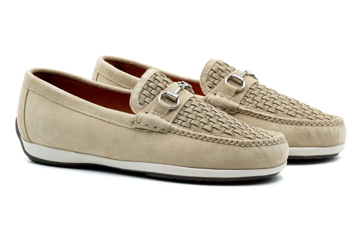 Seaside Suede Horse Bit Loafers - Sand made by Martin Dingman