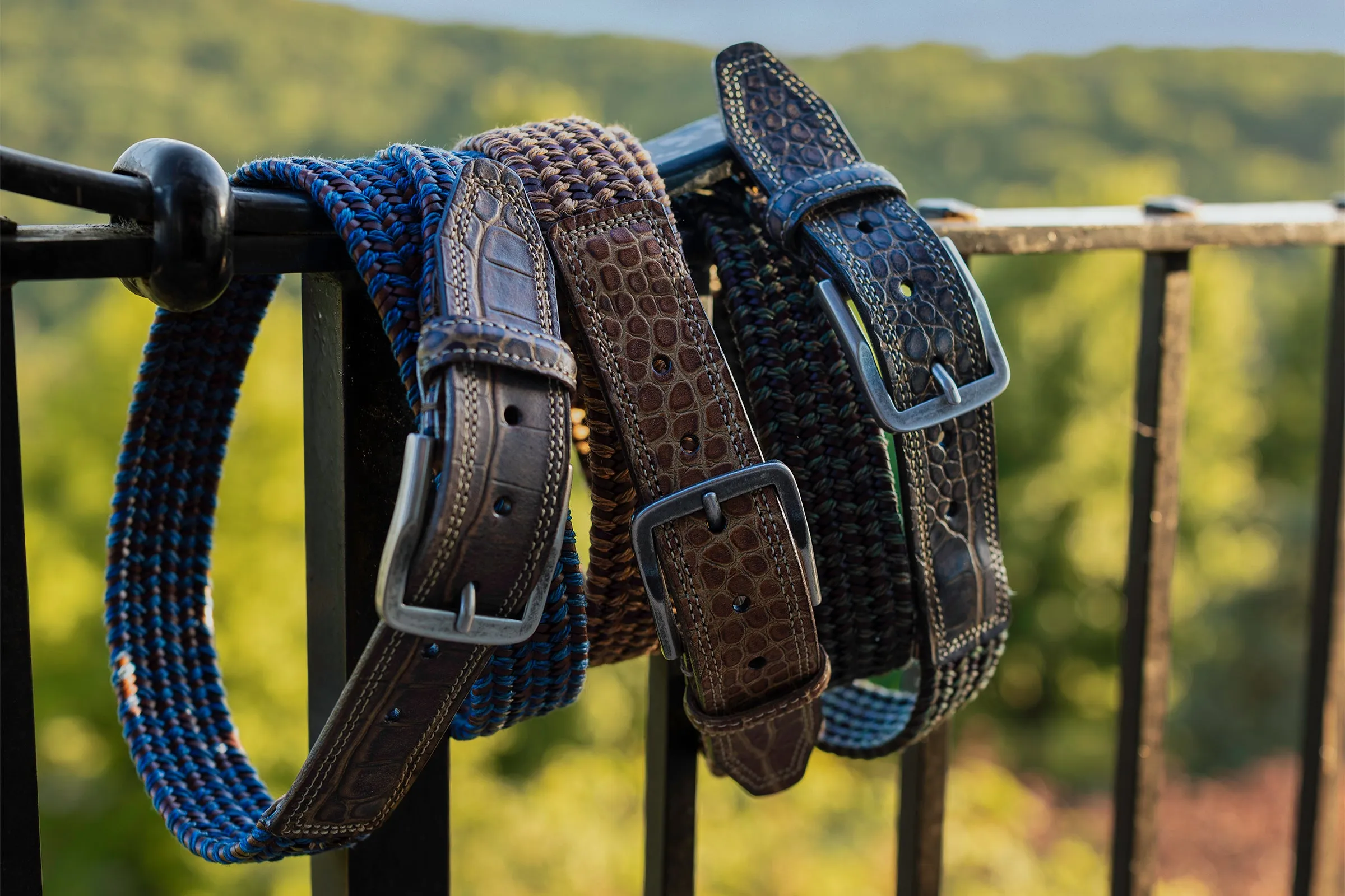 Madison Cotton Elastic Strap with Italian Alligator Trim Belt - Vintage Cedar sold by Martin Dingman product image thumbnail 2