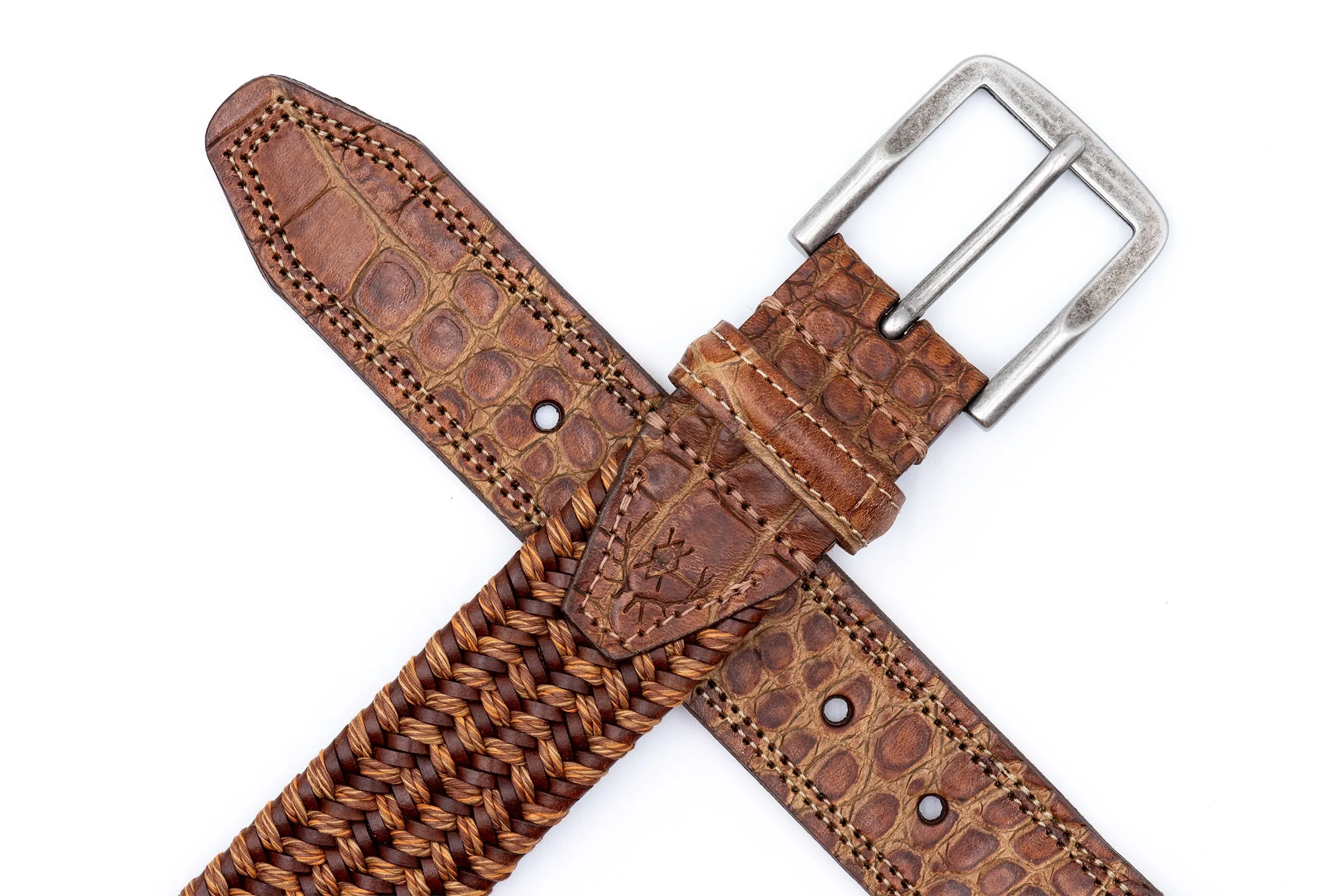 Madison Cotton Elastic Strap with Italian Alligator Trim Belt - Vintage Cedar sold by Martin Dingman product image thumbnail 3