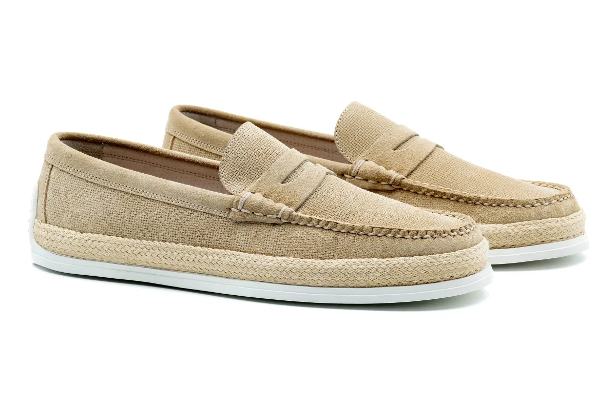 Watercolor Suede Penny Loafers - Sand made by Martin Dingman