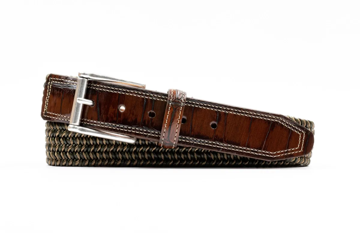 Charles Italian Leather & Cotton Elastic Belt - Pine made by Martin Dingman