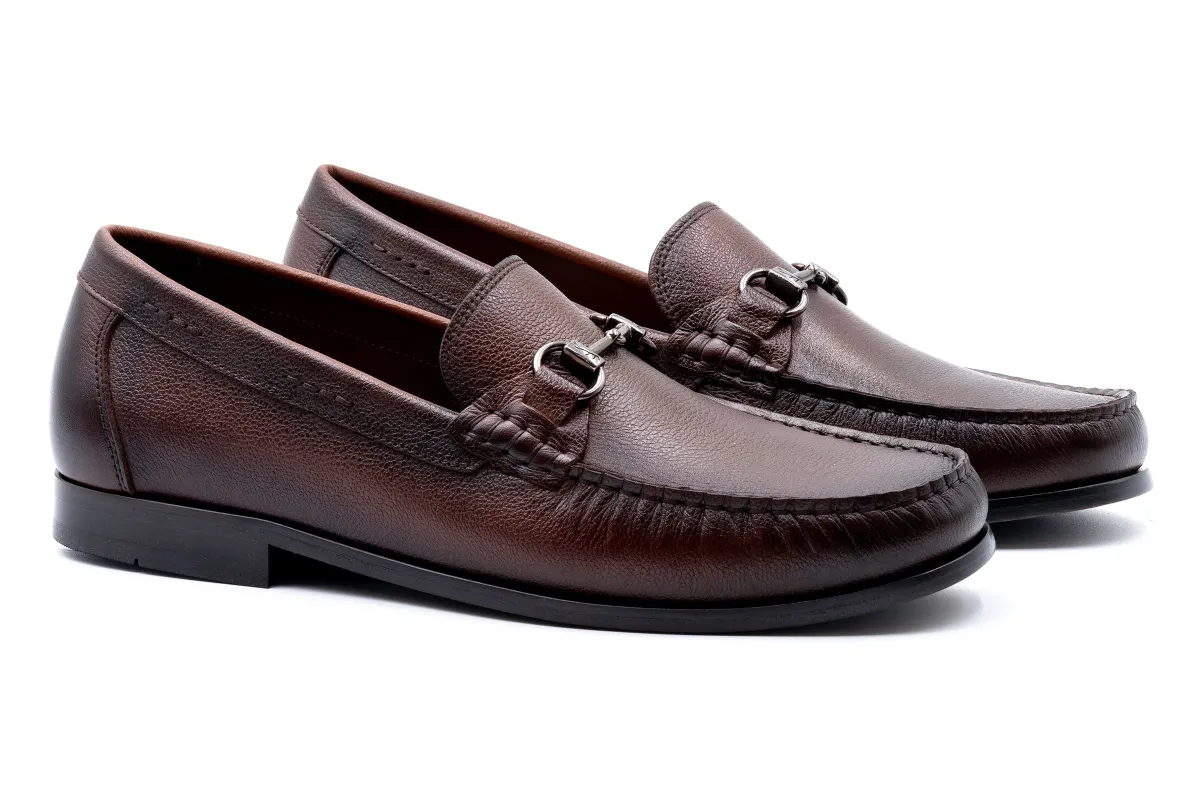 Bermuda Dress Pebble Grain Glove Leather Horse Bit Loafers - Bourbon made by Martin Dingman