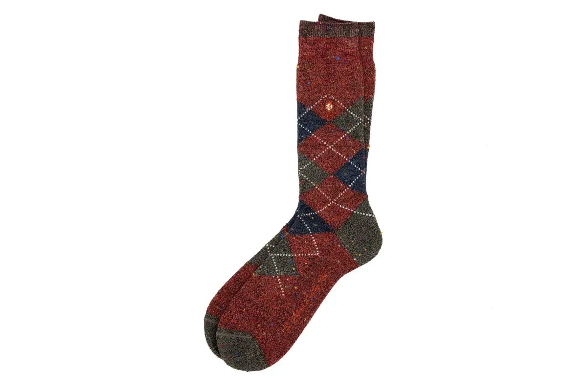 Argyle Andean Alpaca Yarn Socks - Cranberry made by Martin Dingman