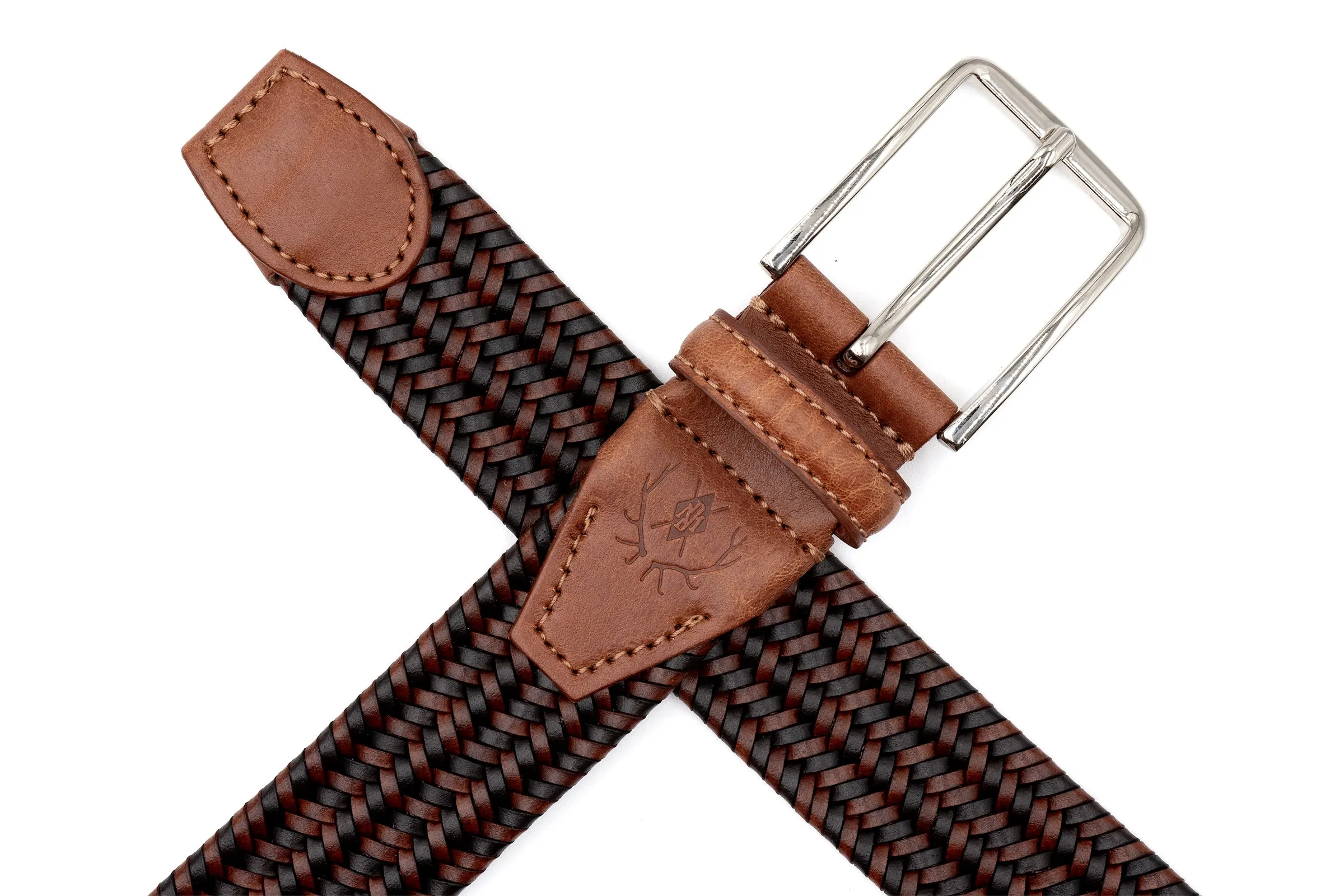 Lexington Braided Italian Saddle Leather and Elastic Belt - Chestnut/Walnut sold by Martin Dingman product image thumbnail 2