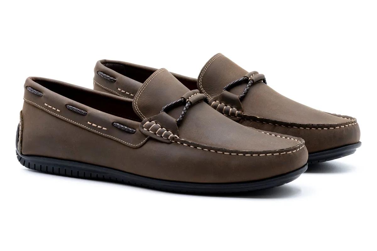 Bermuda Nubuck Braided Bit Loafers - Dark Olive made by Martin Dingman