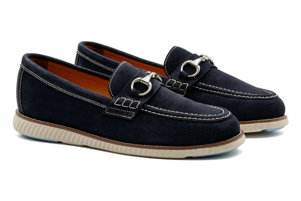 CountryAire Suede Horse Bit Loafers - Navy made by Martin Dingman