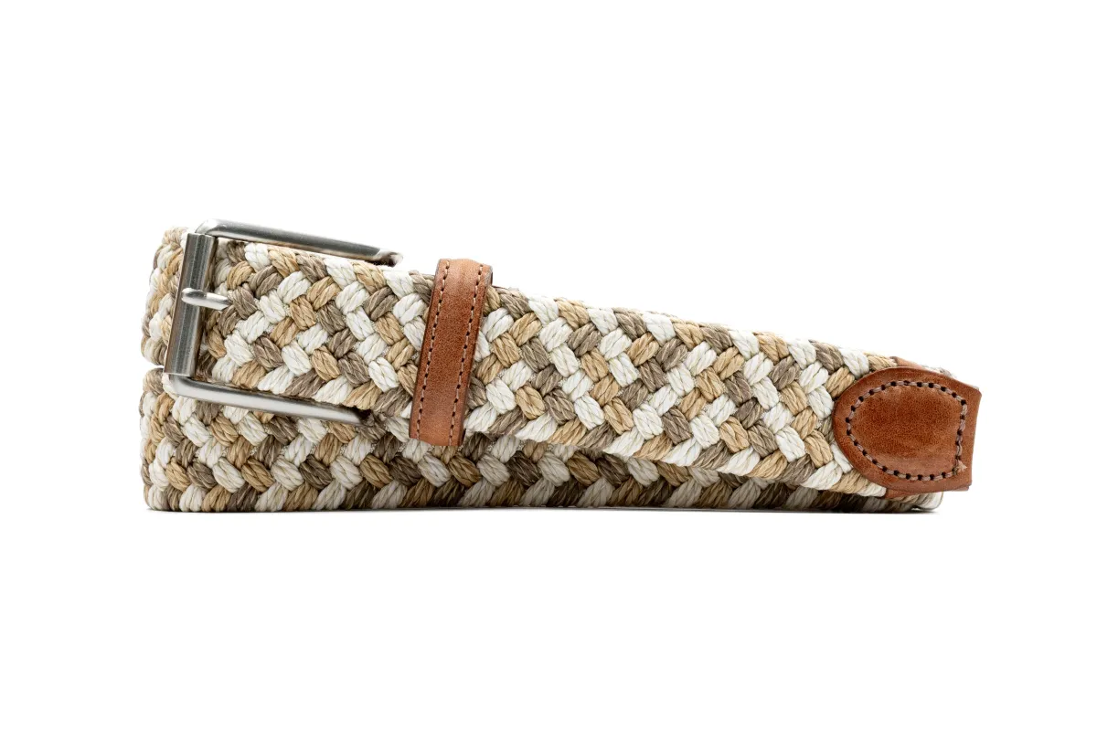 Como Braided Italian Linen and Elastic Belt - Coconut made by Martin Dingman