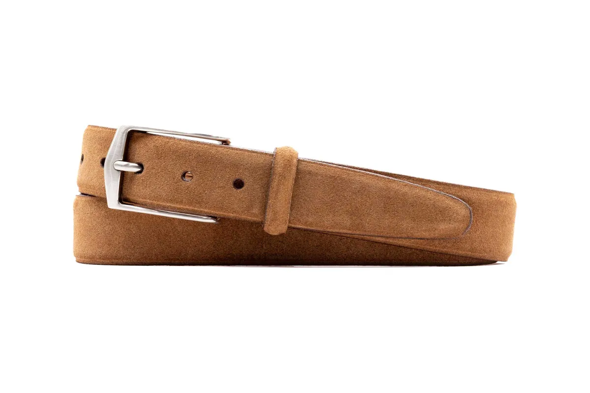 Julian 2 Buckle Suede American Alligator Belt - Snuff made by Martin Dingman