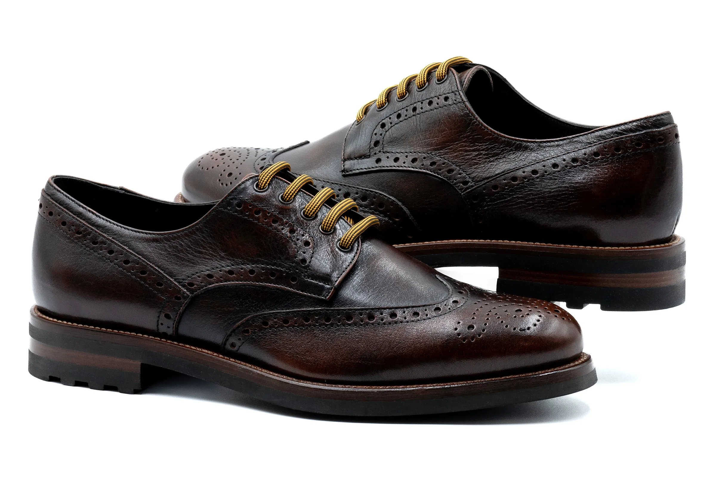 Napoli Italian Saddle Leather Wingtip - Blackened Chestnut sold by Martin Dingman product image thumbnail 3