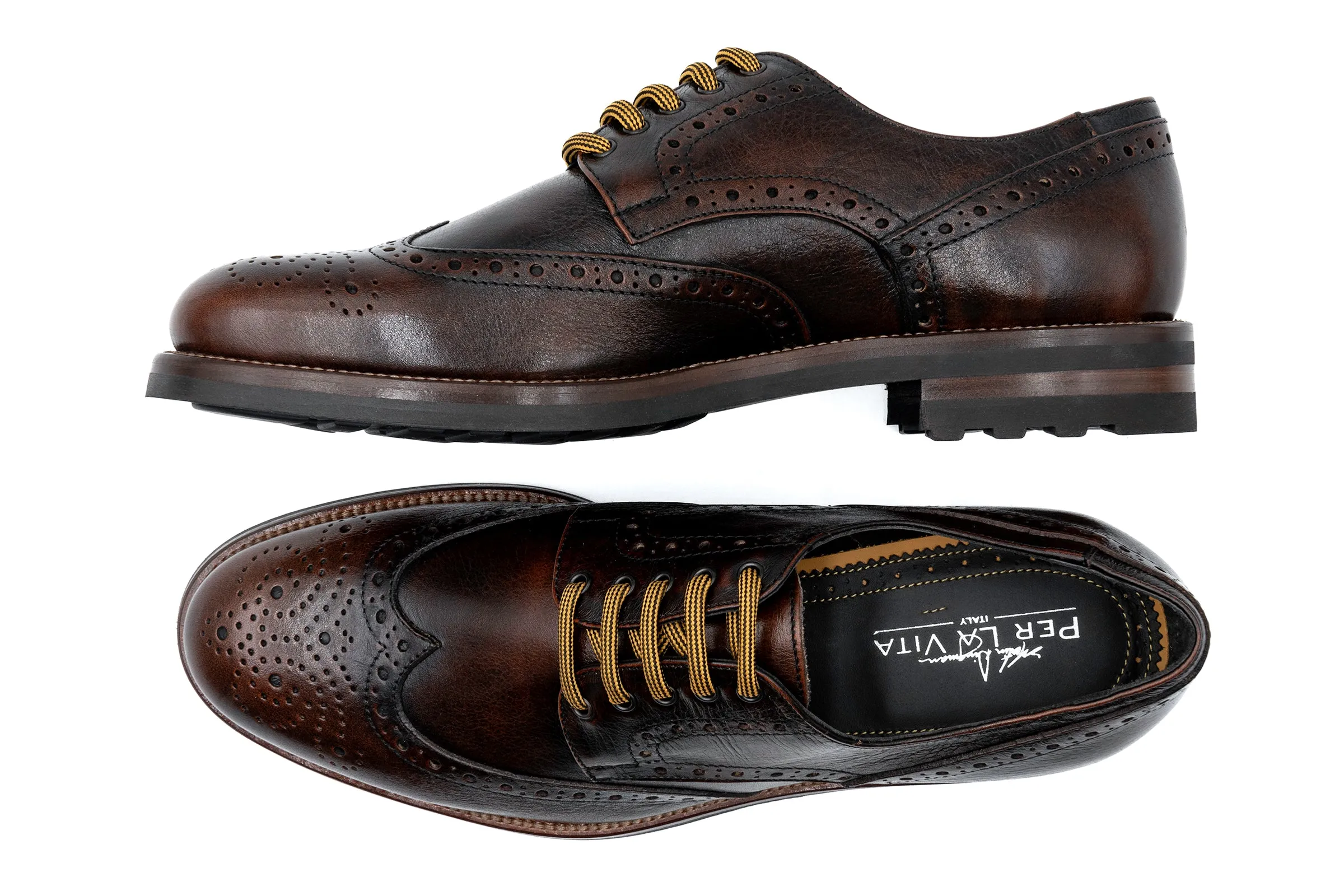 Napoli Italian Saddle Leather Wingtip - Blackened Chestnut sold by Martin Dingman product image thumbnail 5