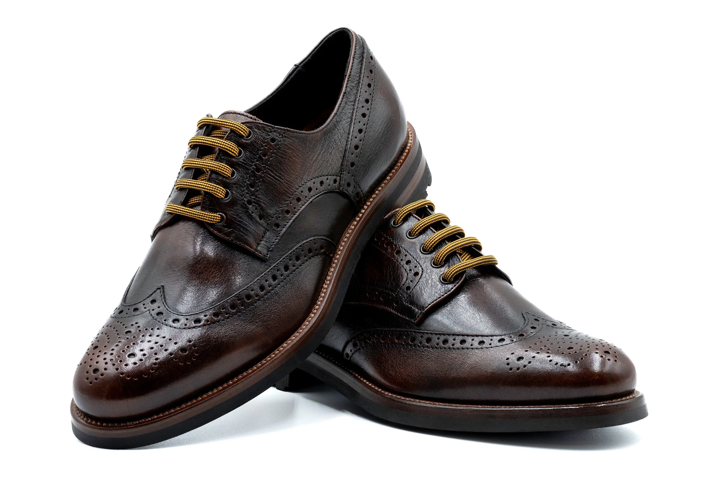 Napoli Italian Saddle Leather Wingtip - Blackened Chestnut sold by Martin Dingman product image thumbnail 4