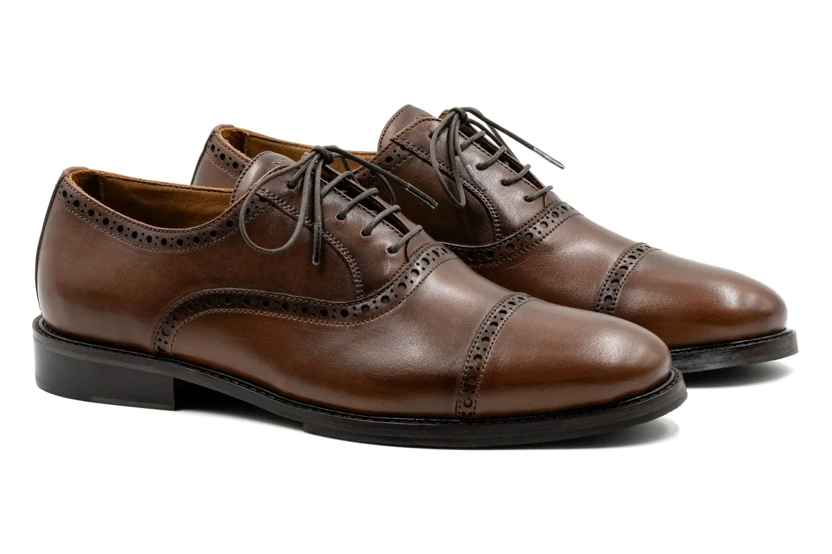 Cambridge Calf Leather Cap Toe - Chocolate made by Martin Dingman
