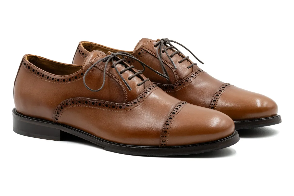 Cambridge Calf Leather Cap Toe - Whiskey made by Martin Dingman