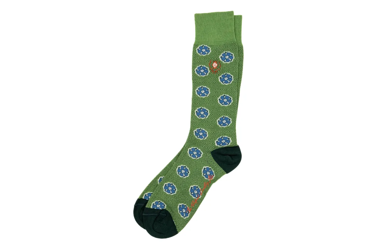 Floral Peruvian Pima Cotton Socks - Kiwi made by Martin Dingman