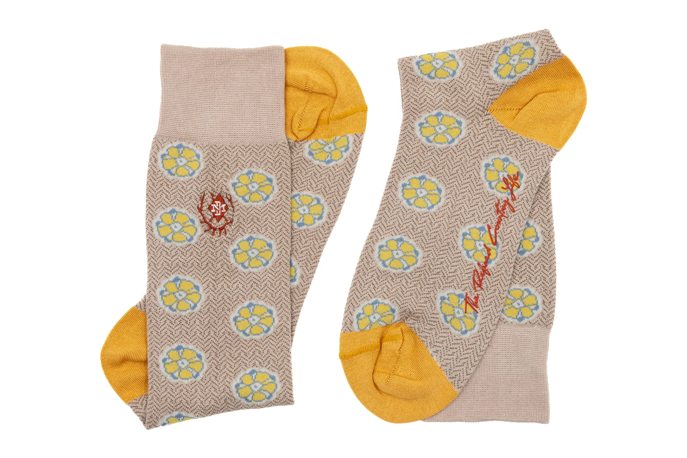 Floral Peruvian Pima Cotton Socks - Sand sold by Martin Dingman product image thumbnail 3