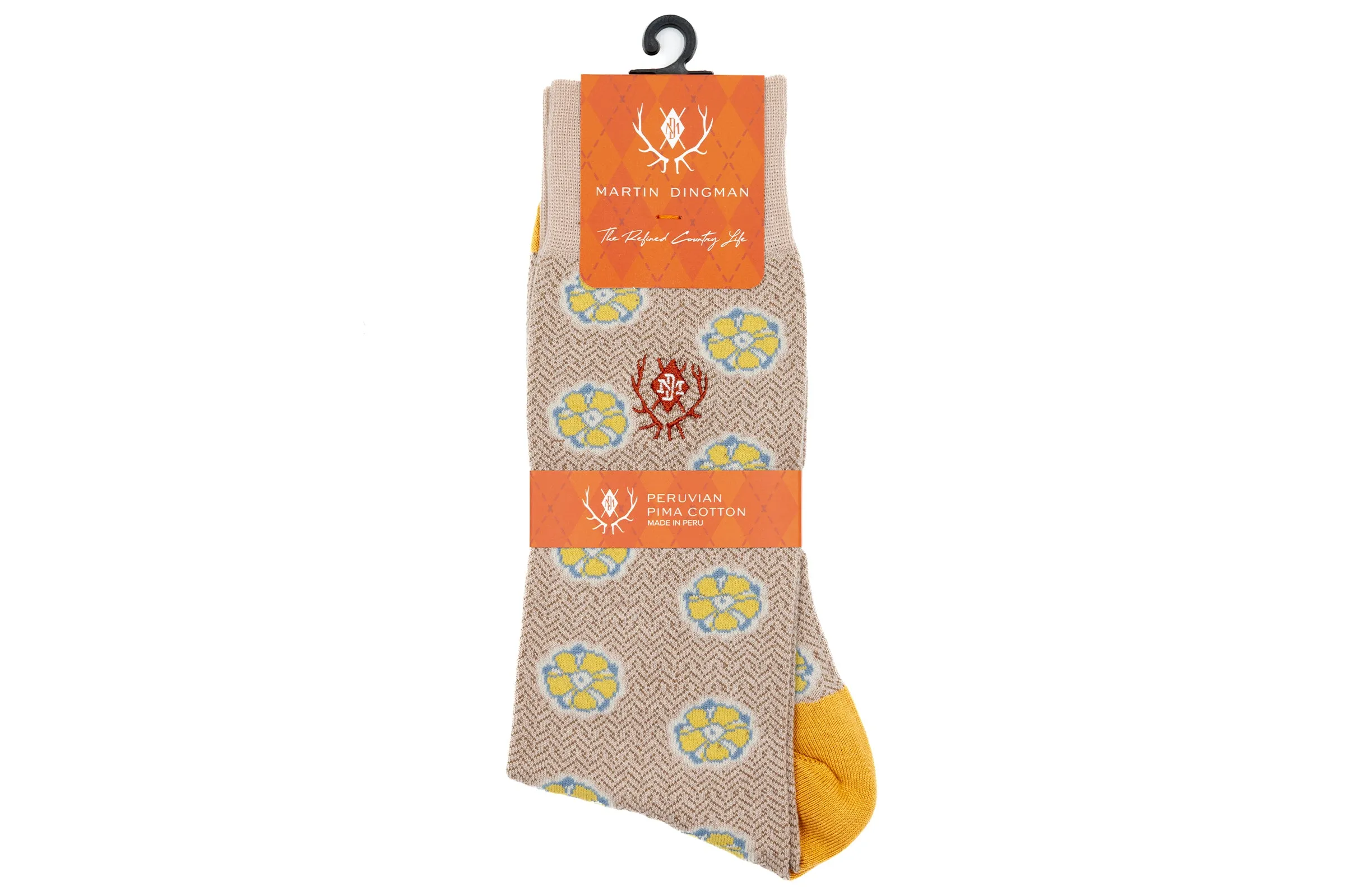 Floral Peruvian Pima Cotton Socks - Sand sold by Martin Dingman product image thumbnail 4