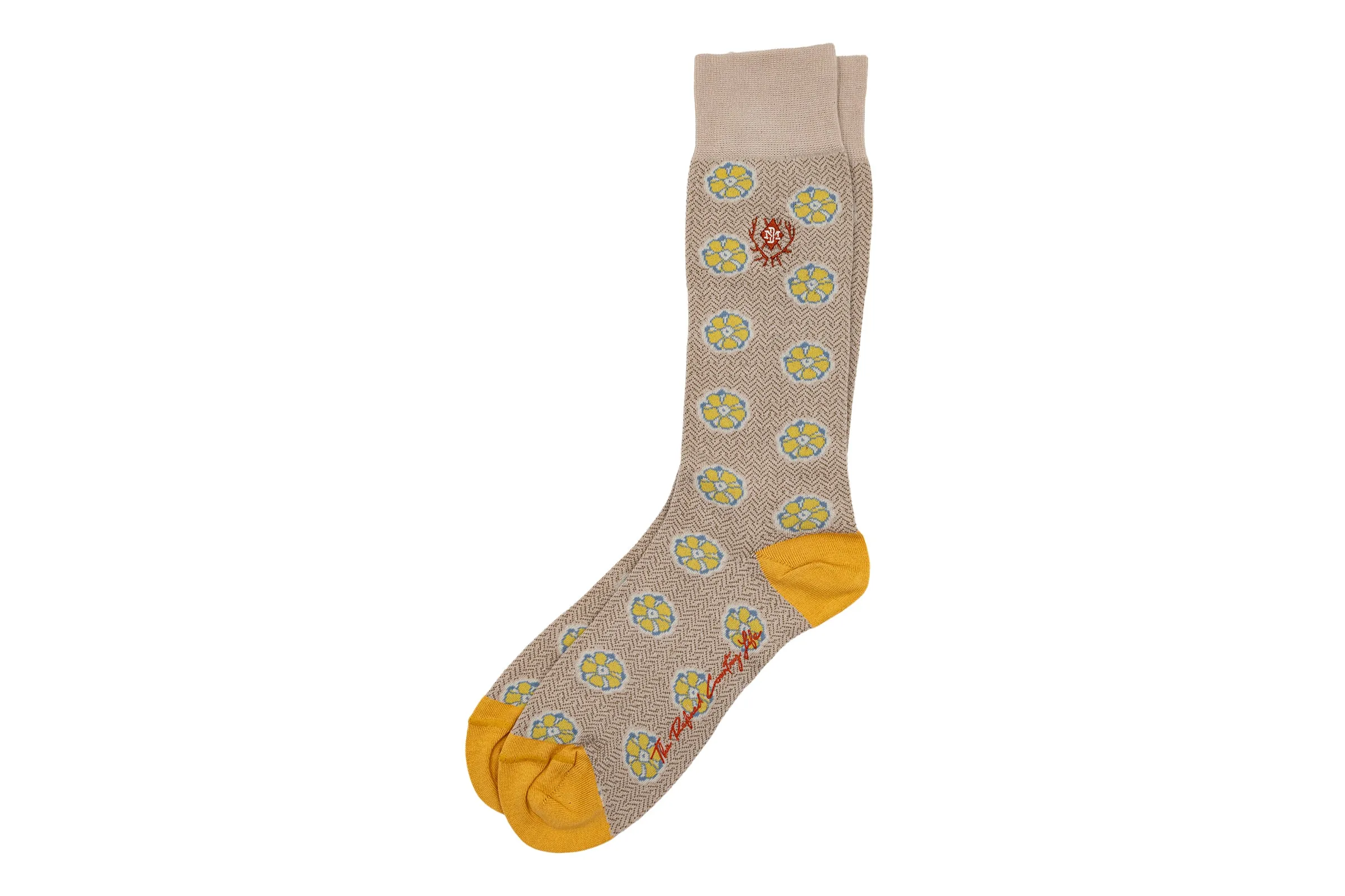 Floral Peruvian Pima Cotton Socks - Sand sold by Martin Dingman