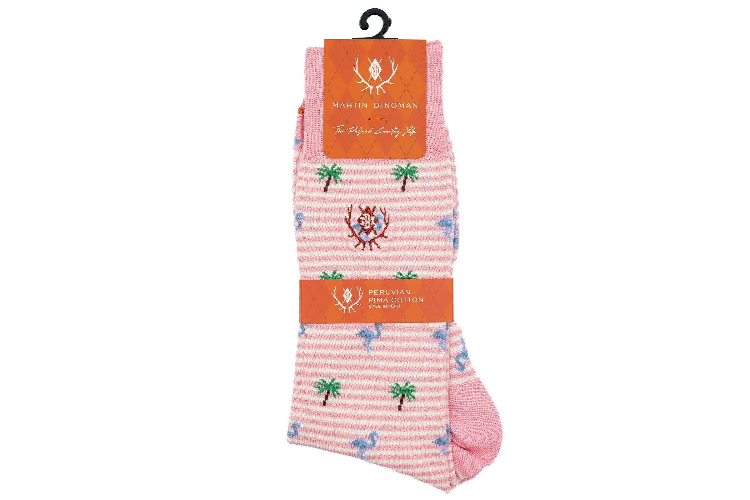 Tropical Stripe Peruvian Pima Cotton Socks - Bubblegum sold by Martin Dingman product image thumbnail 4