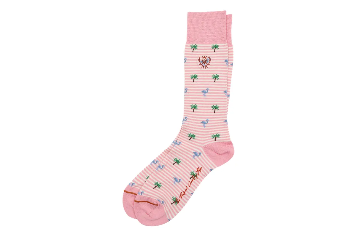 Tropical Stripe Peruvian Pima Cotton Socks - Bubblegum made by Martin Dingman