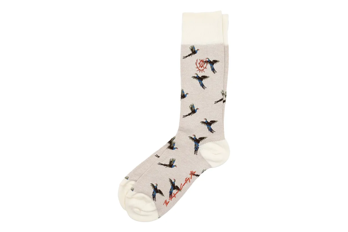 Pheasant Peruvian Pima Cotton Socks - Bone made by Martin Dingman