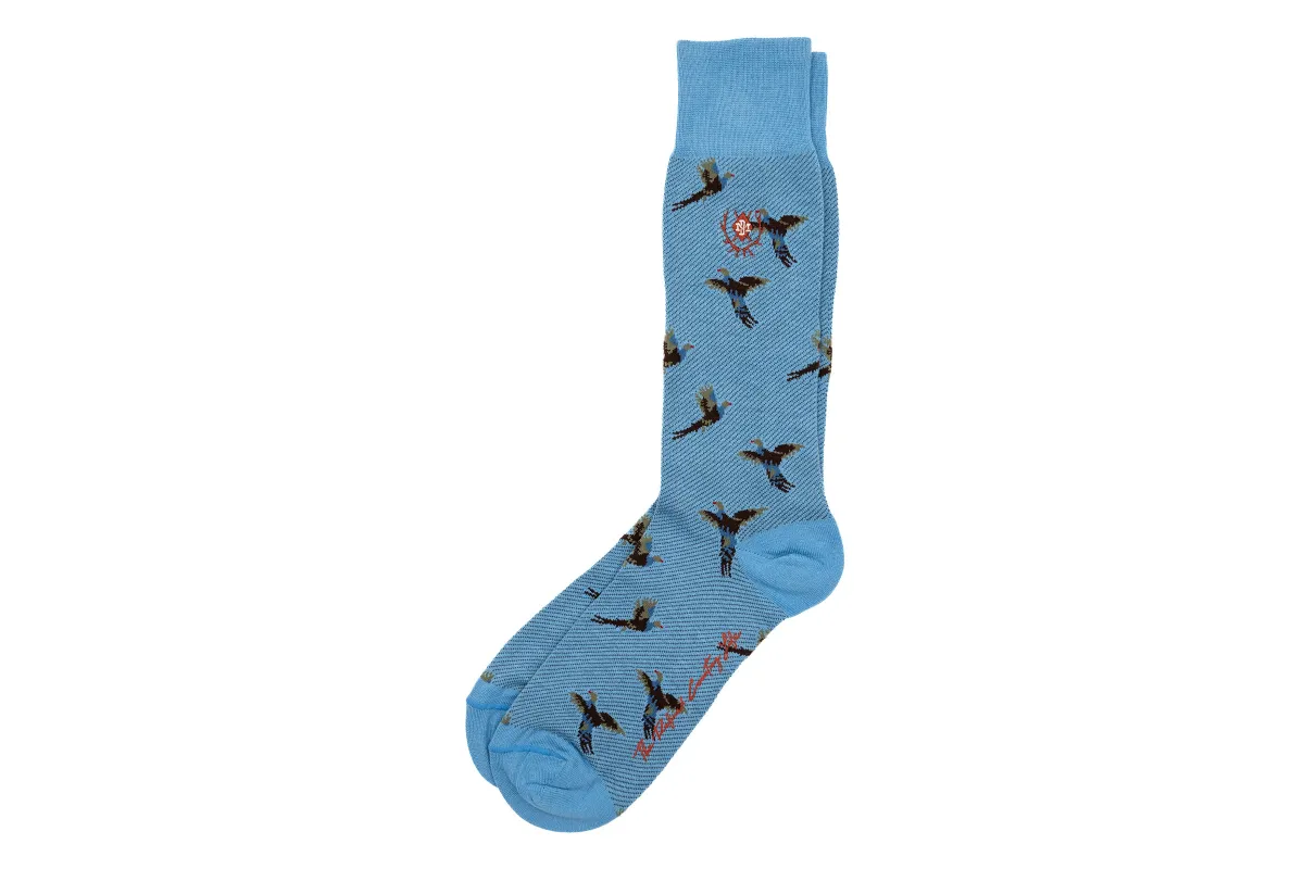Pheasant Peruvian Pima Cotton Socks - Sky Blue made by Martin Dingman