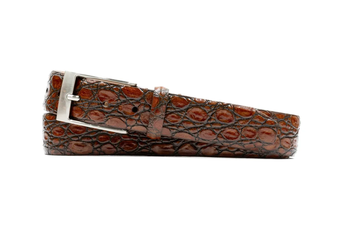 Truman Italian Crocodile Grain Leather Belt - Cinnamon made by Martin Dingman