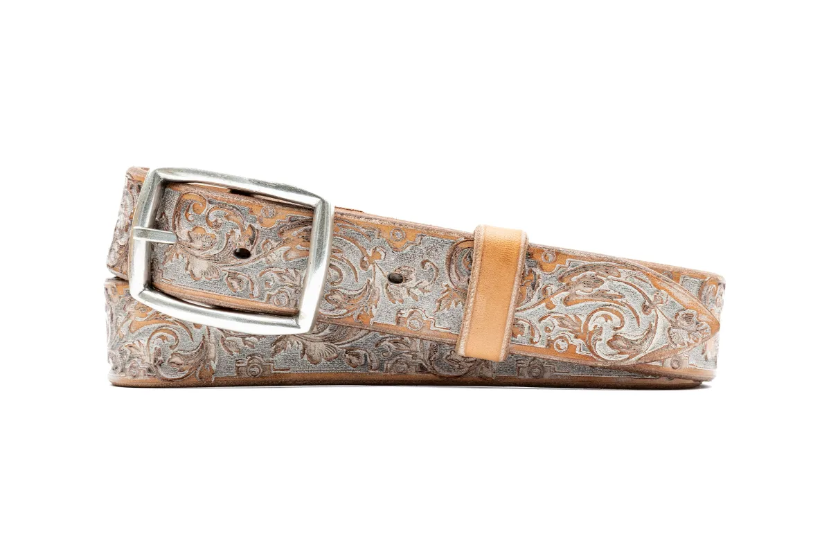 Artisan Laser Engrave Italian Bridle Leather Belt - Saddle Whitewash made by Martin Dingman