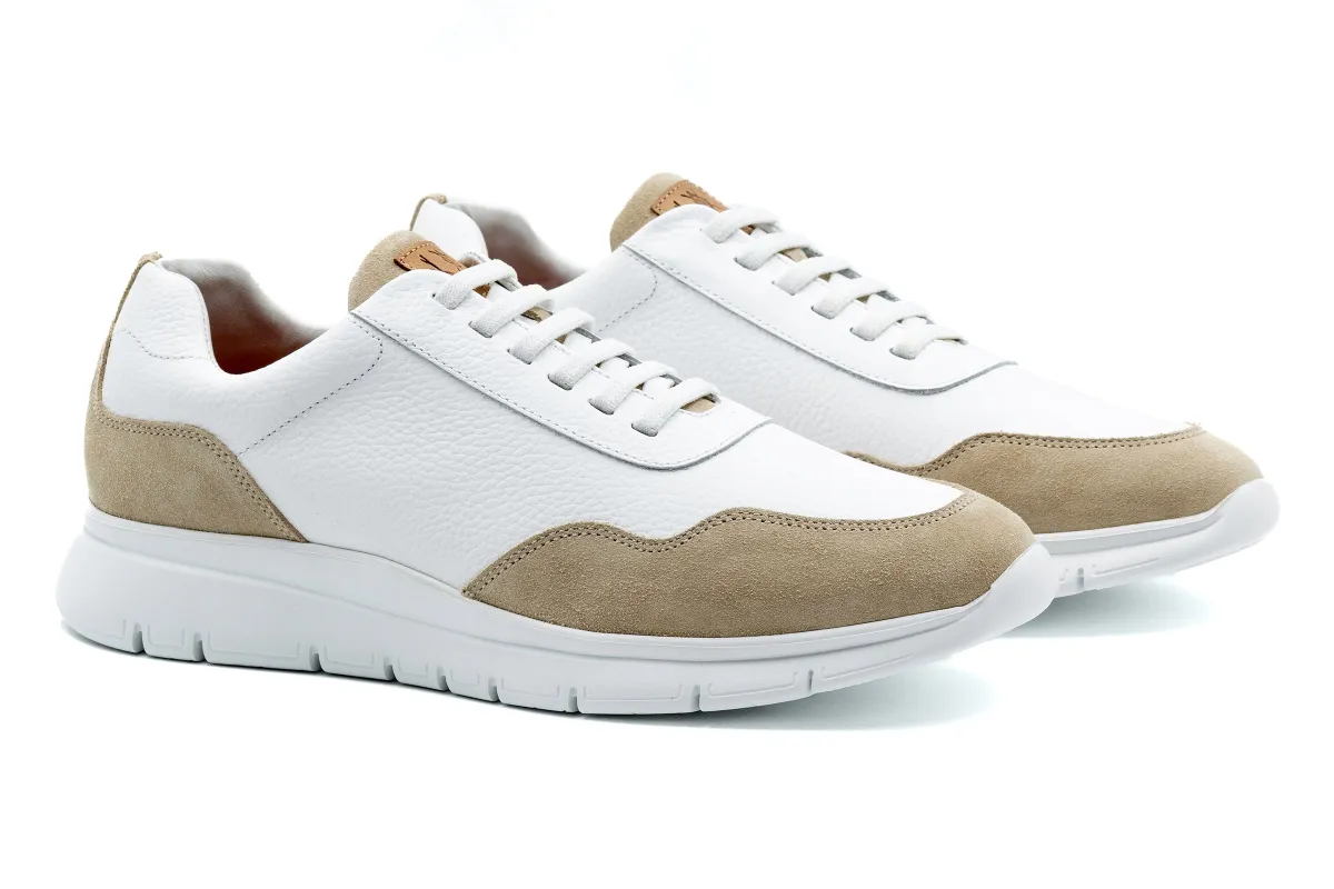 Madison Tumbled Glove Leather Trainer - Sand made by Martin Dingman