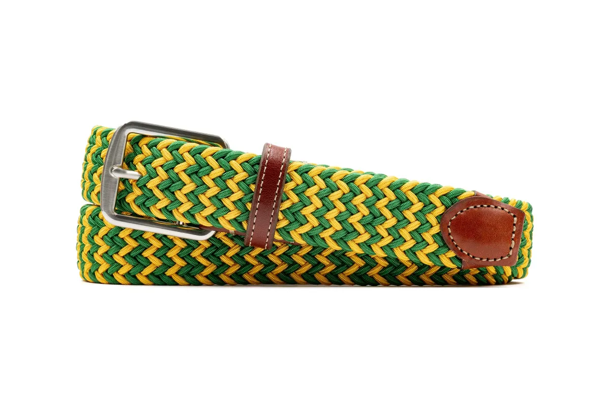 Collegiate Newport Woven Italian Rayon Elastic Belt - Green/Yellow made by Martin Dingman