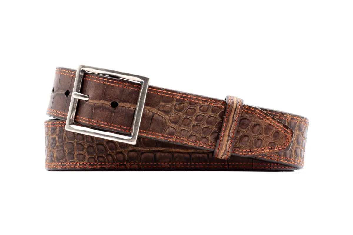 Hunter Italian Alligator Grain Belt - Aged Bark made by Martin Dingman