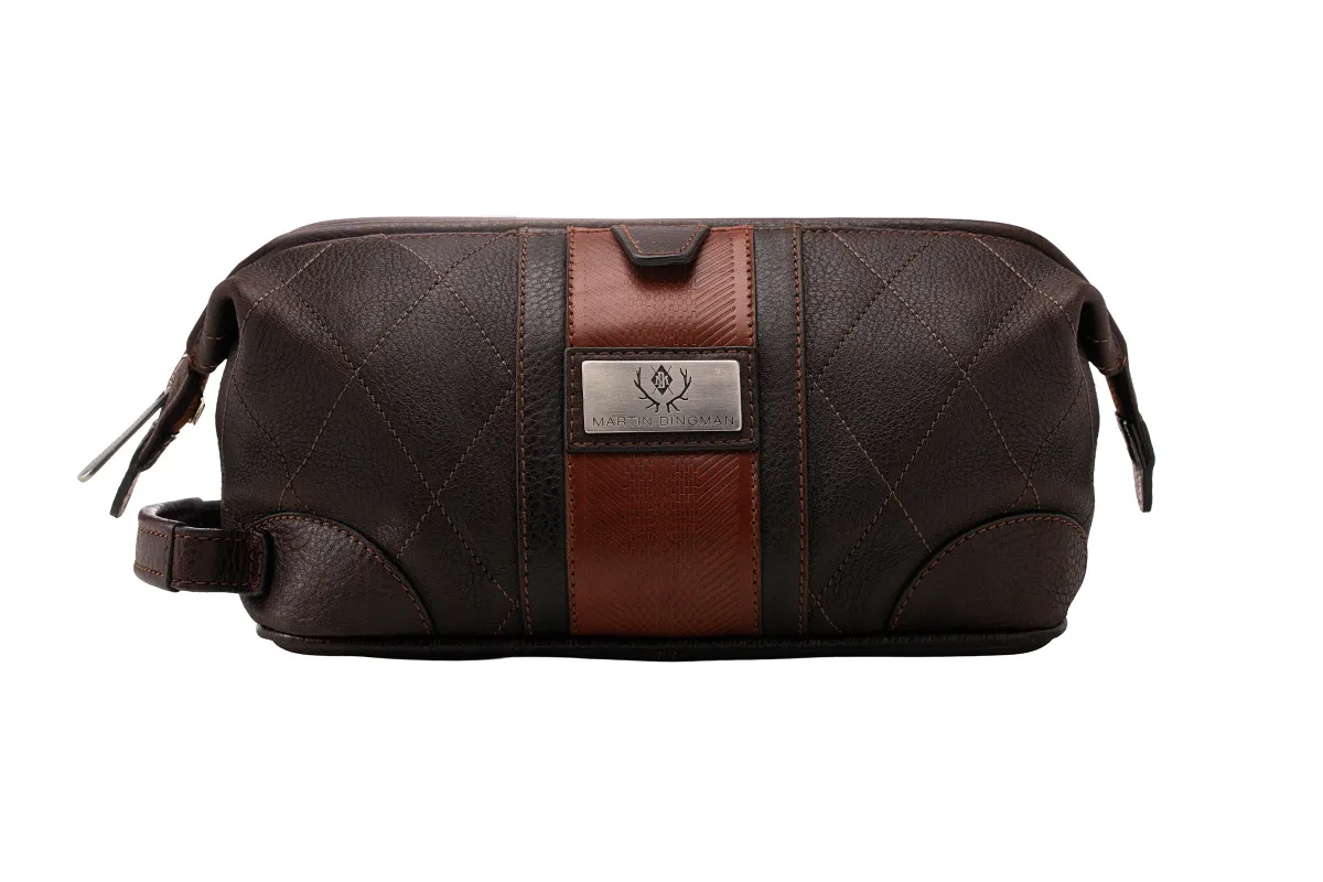 Rudyard Saddle Leather Lodge Shave Case - Chocolate made by Martin Dingman