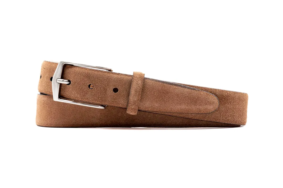 Julian 2 Buckle Suede American Alligator Belt - Chocolate made by Martin Dingman