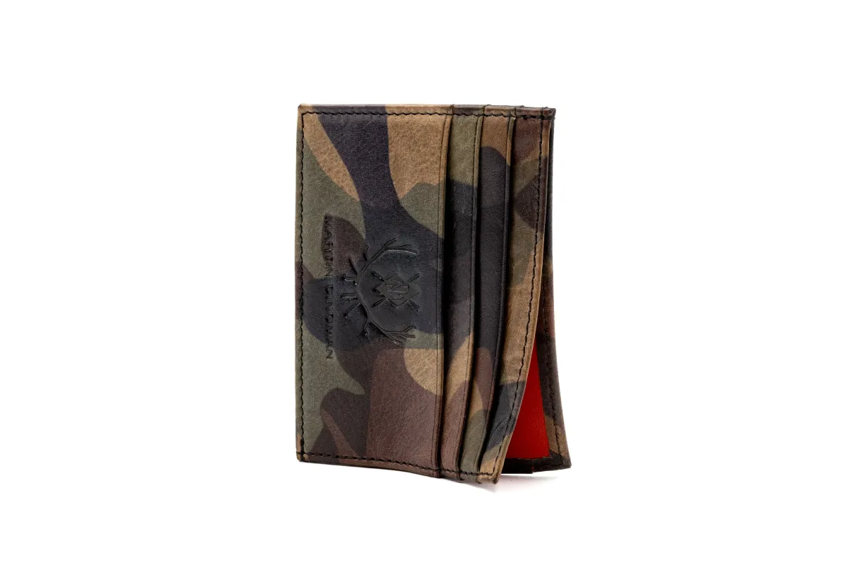 Hemingway Italian Saddle Leather Executive ID Card Case - Grey Camo made by Martin Dingman