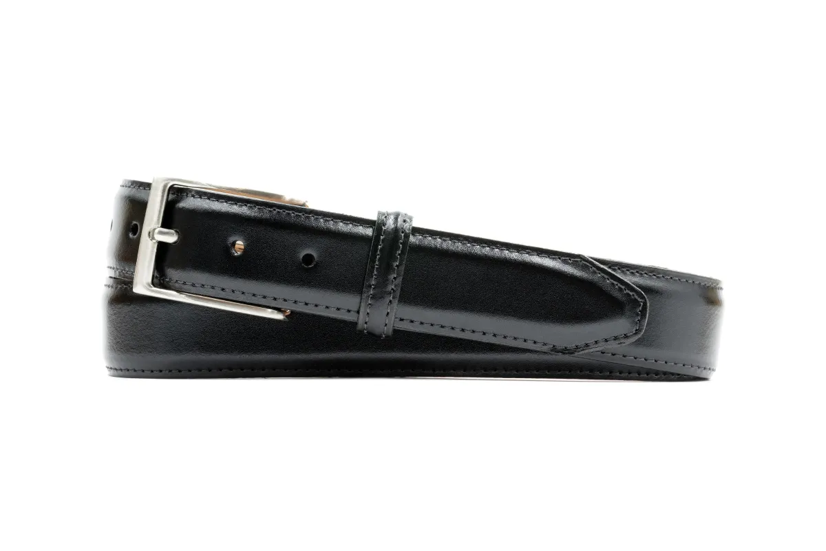 Smith 2 Buckle Coachman Leather Belt - Black made by Martin Dingman