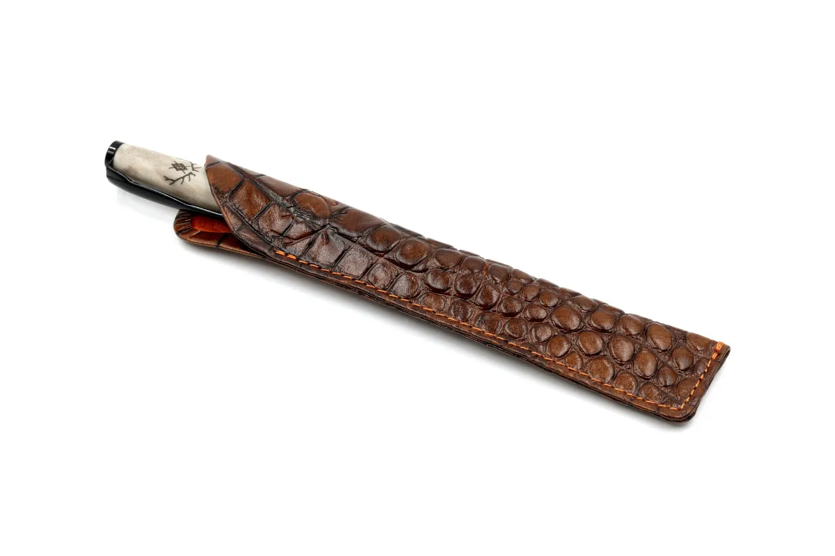 Signature Alligator Grain Leather Pen Sheath - Chestnut made by Martin Dingman