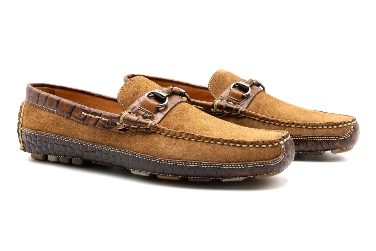 Monte Carlo Suede Horse Bit Loafers - French Roast made by Martin Dingman