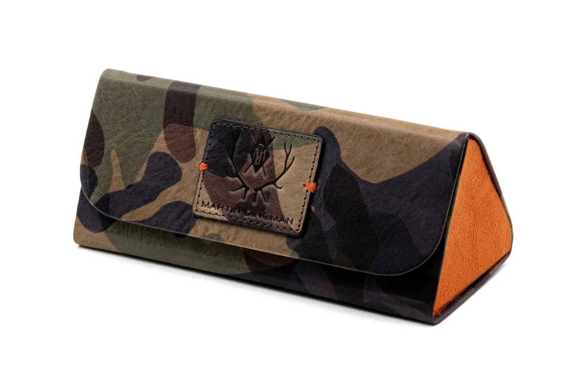 Sarasota Italian Saddle Leather Eyeglass Case - Grey Camo made by Martin Dingman