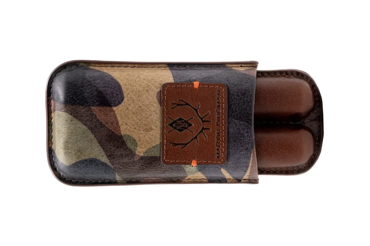 Havana Italian Saddle Leather Cigar Case - Grey Camo made by Martin Dingman