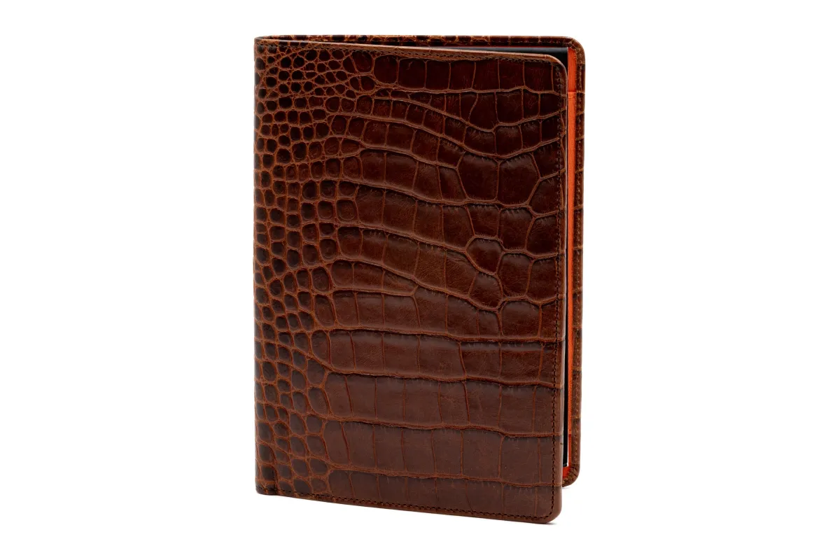 Joseph Alligator Grain Leather Jotter - Brown made by Martin Dingman