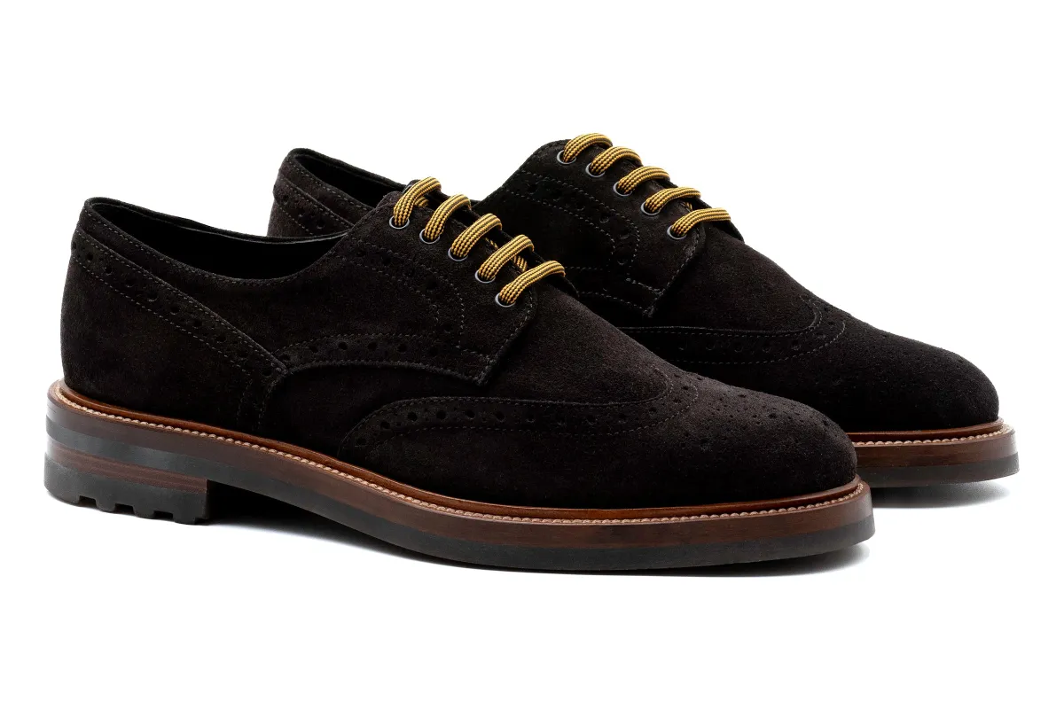 Napoli Italian Suede Wingtip - Walnut made by Martin Dingman
