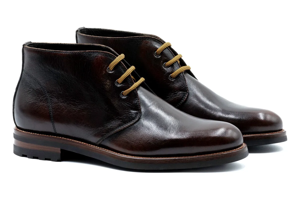 Napoli Italian Saddle Leather Chukka Boots - Blackened Chestnut made by Martin Dingman