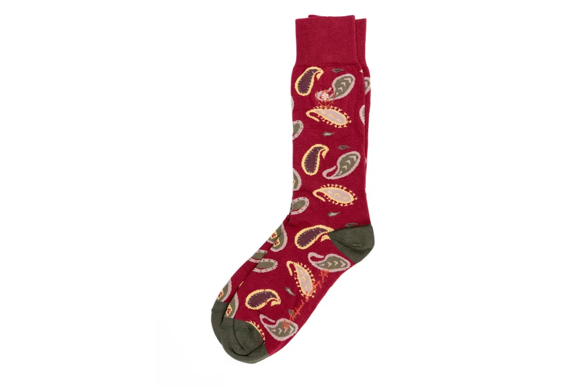 Paisley Peruvian Pima Cotton Socks - Ruby made by Martin Dingman