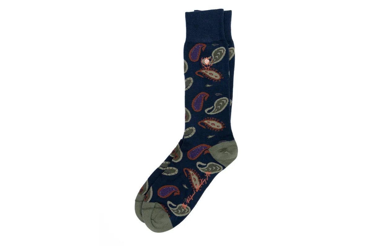 Paisley Peruvian Pima Cotton Socks - Navy made by Martin Dingman