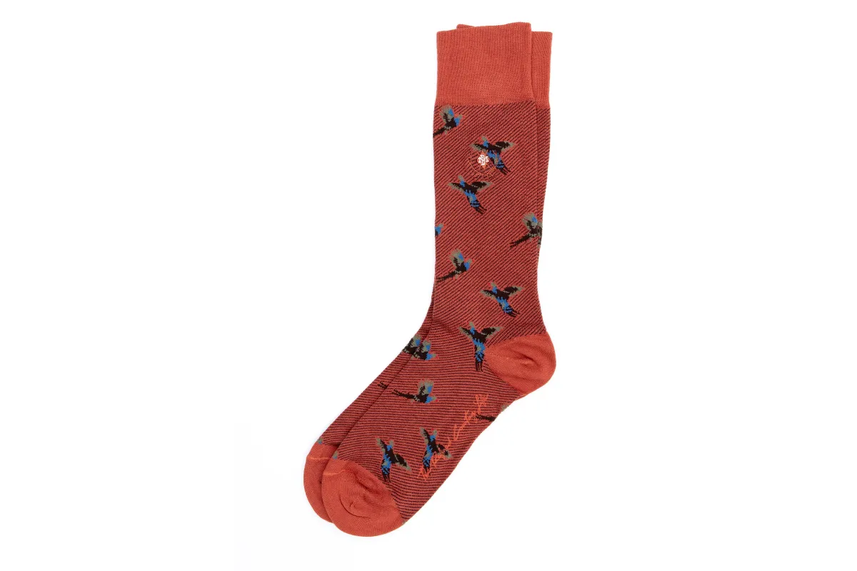 Pheasant Peruvian Pima Cotton Socks - Pumpkin made by Martin Dingman