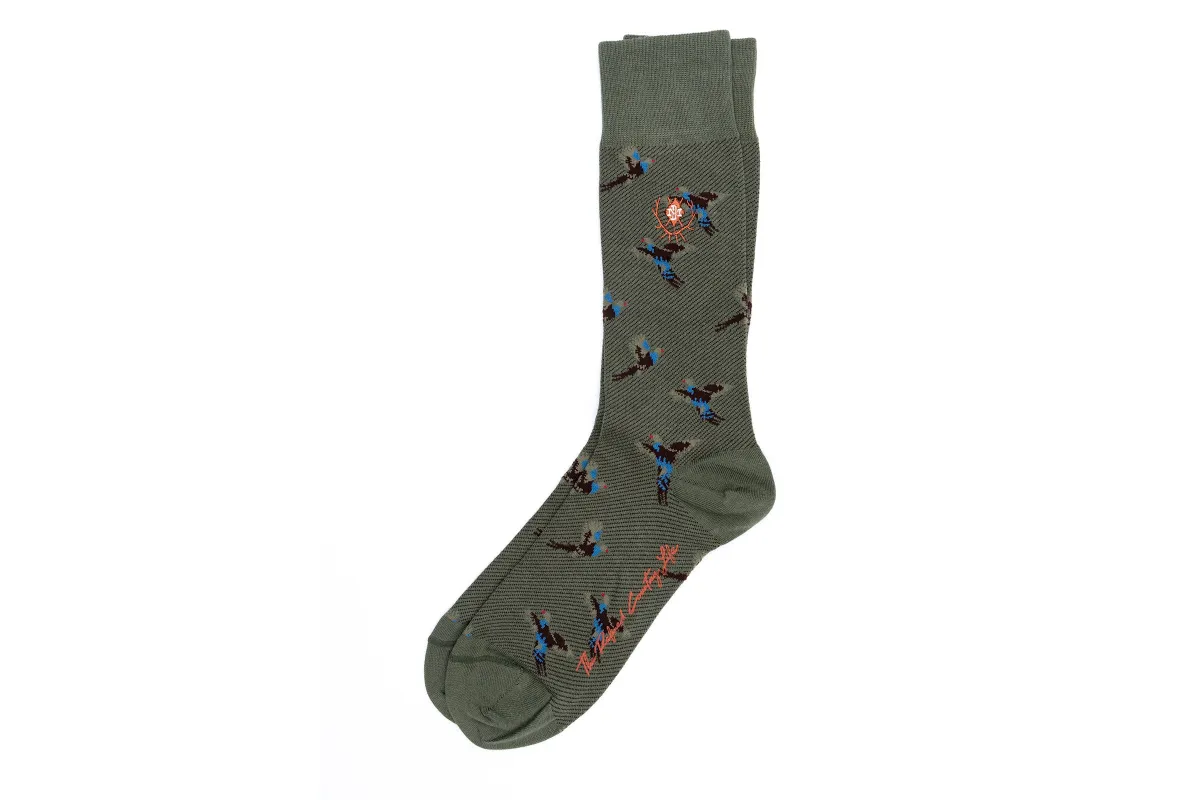 Pheasant Peruvian Pima Cotton Socks - Military Green made by Martin Dingman