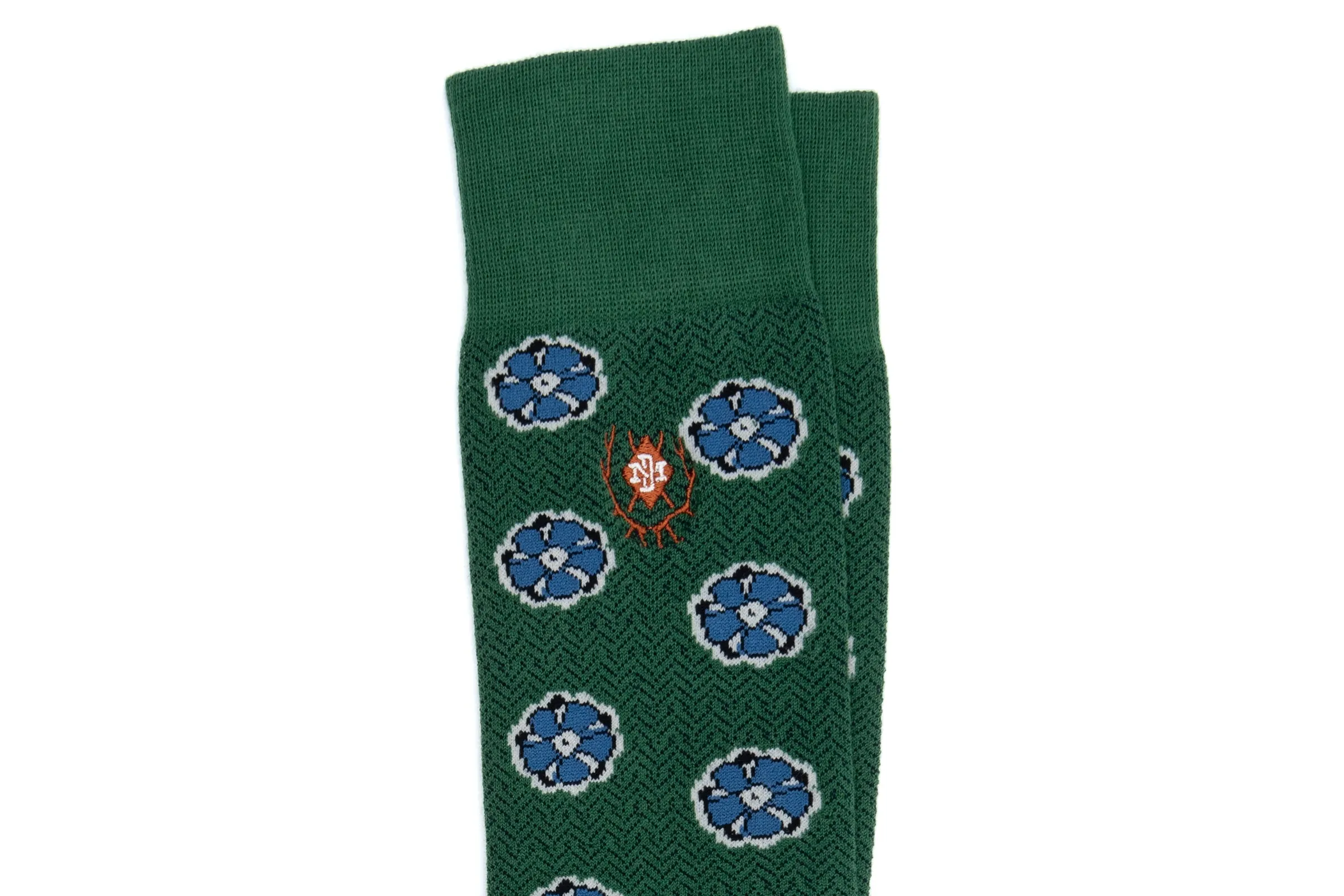Floral Peruvian Pima Cotton Socks - Kelly Green sold by Martin Dingman product image thumbnail 2