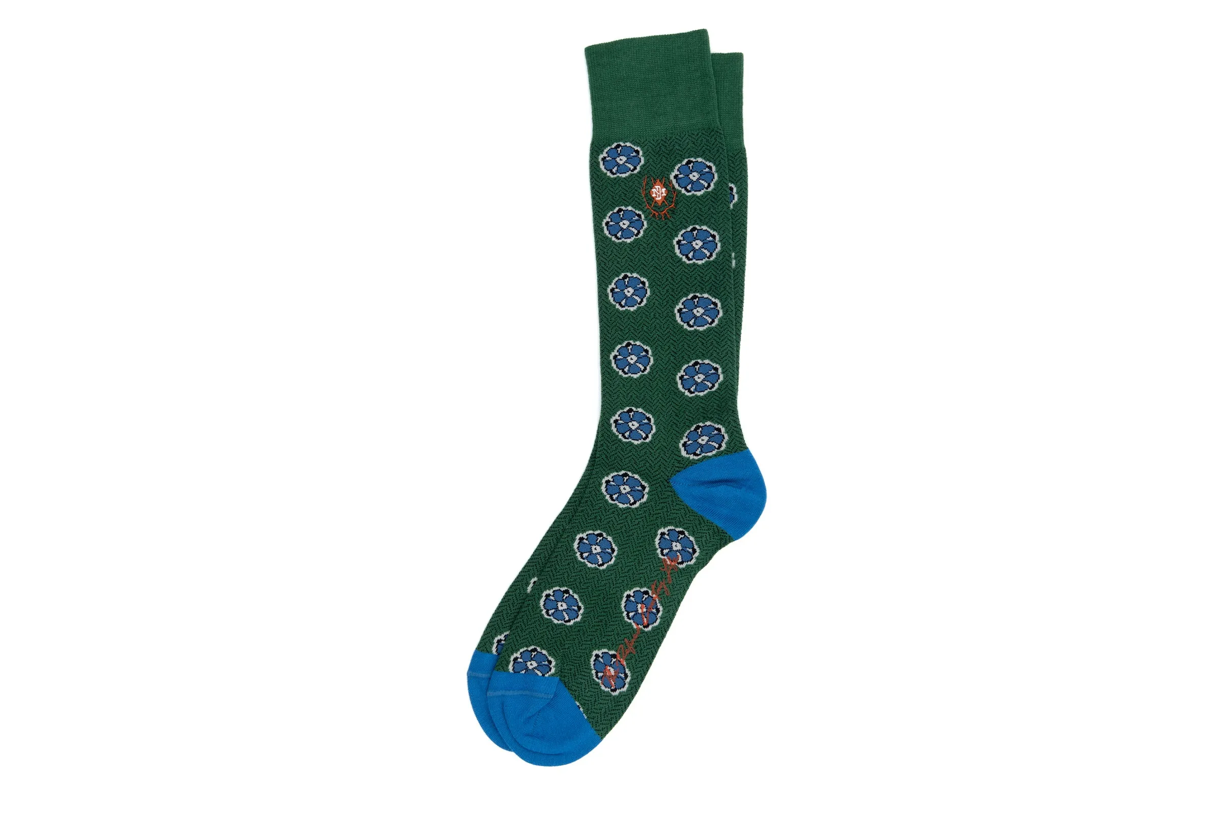 Floral Peruvian Pima Cotton Socks - Kelly Green sold by Martin Dingman
