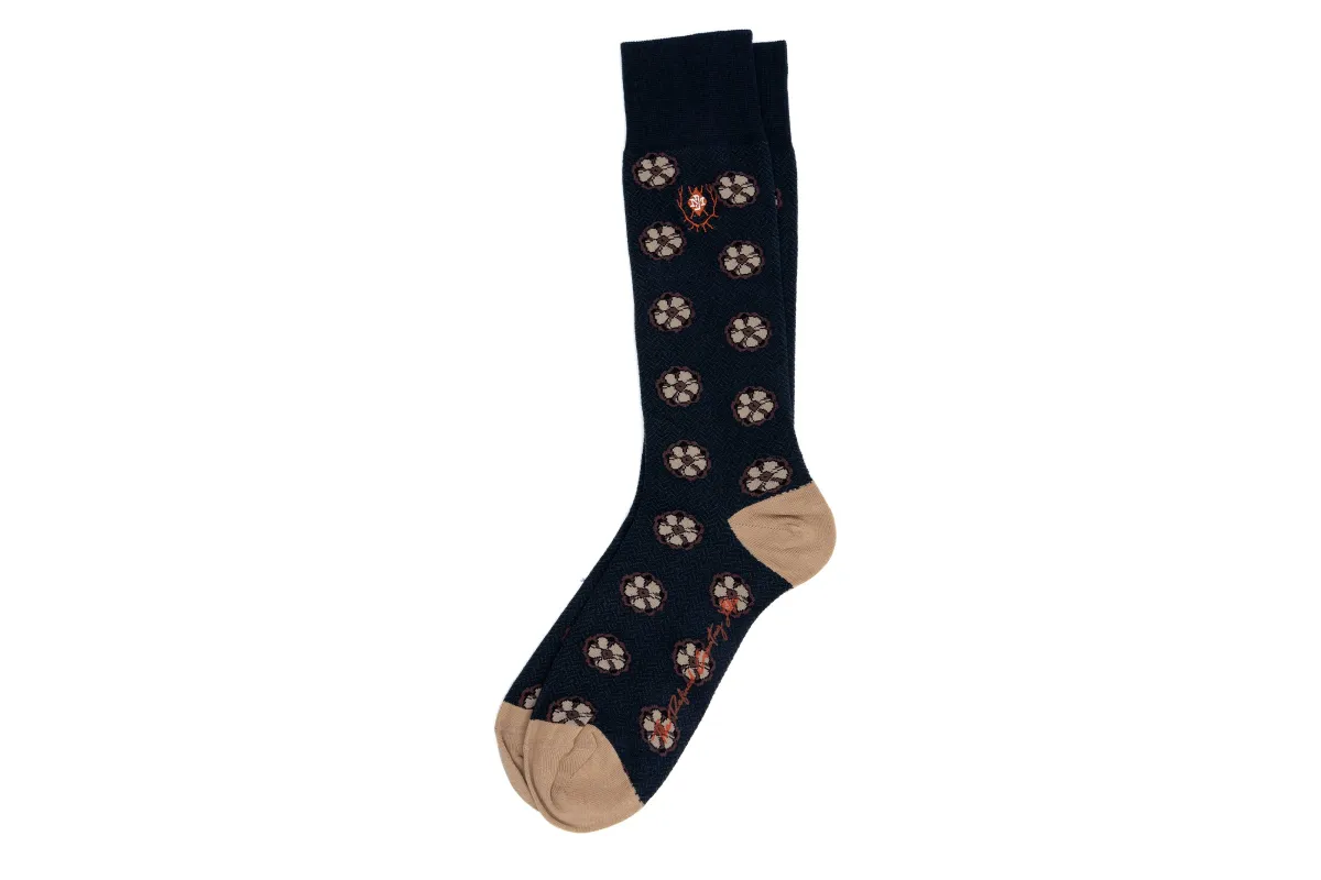 Floral Peruvian Pima Cotton Socks - Navy made by Martin Dingman